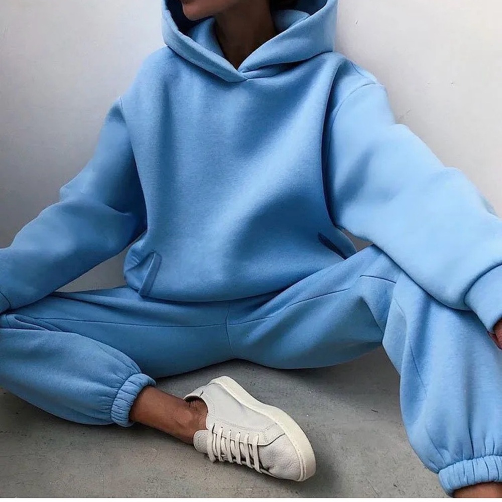 Blue Women's Hoodie and Jogger Set